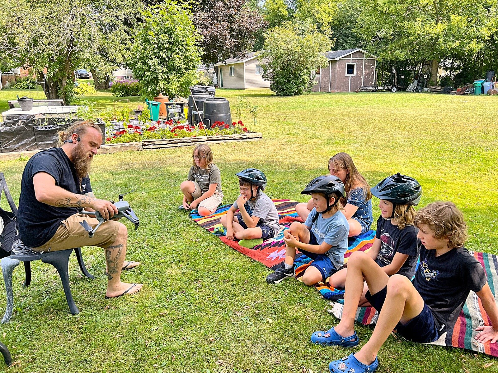 Kids drone camp — young pilot preparing a drone for flight at DroneCamp.ca